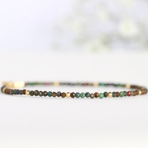 Brazil Zoisite bracelet, gift for Her, 18k gold vermeil, Genuine Ruby in Zoisite bracelet 1.5mm, Green gemstone jewelry, brazil zoisite mala
