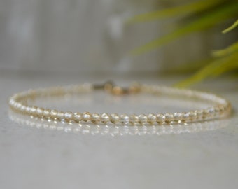 Pulsera de citrino auténtico - pulsera para mujer, joyas de citrino auténtico de 2 mm, pulsera de piedras preciosas color champán con baño de oro, joyas de cristal natural