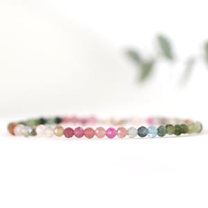 Multi Tourmaline bracelet, watermelon Tourmaline jewelry, multicolor gemstone bracelet, rainbow crystal bracelet, October Birthstone