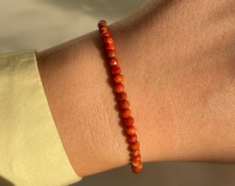 Red Coral bracelet, Genuine Italian beaded Coral bracelet 3mm