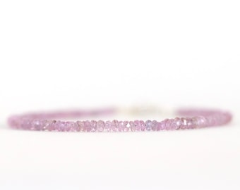 Armband met natuurlijke roze saffier 3 mm