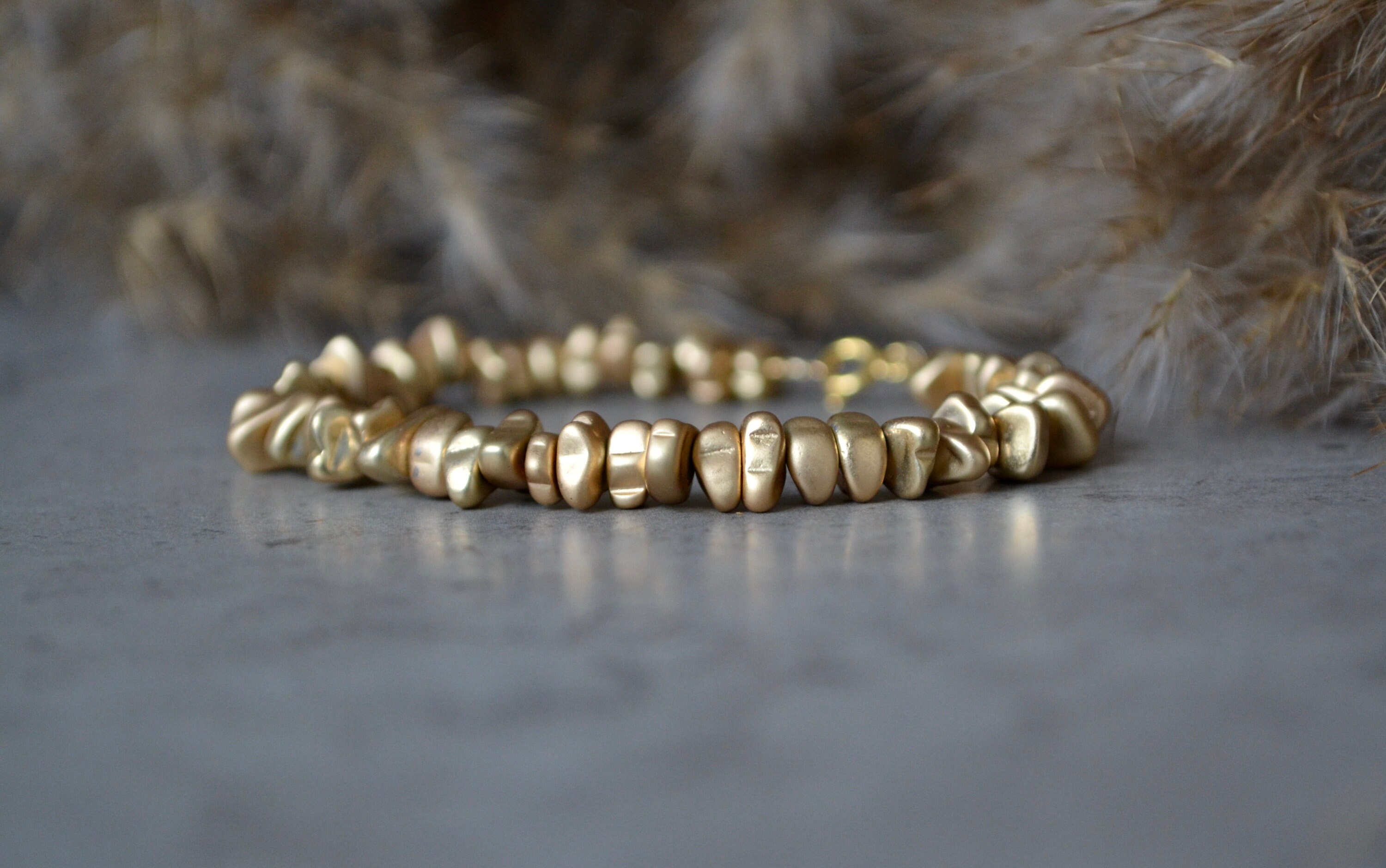 Dainty Gold bracelet gold bead bracelet matte Gold plated Etsy