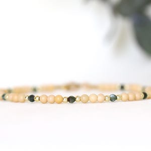 Natural Yellow Nephrite bracelet with green Seraphinite, Prosperity bracelet, Jade jewelry, Nephrite Jade bracelet 3mm, delicate bracelet