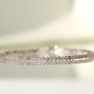Black Moonstone bracelet, Grey Black Brown Moonstone bracelet, Mix of Moonstone crystals bracelet, June birthstone, womens barcelet, 2mm