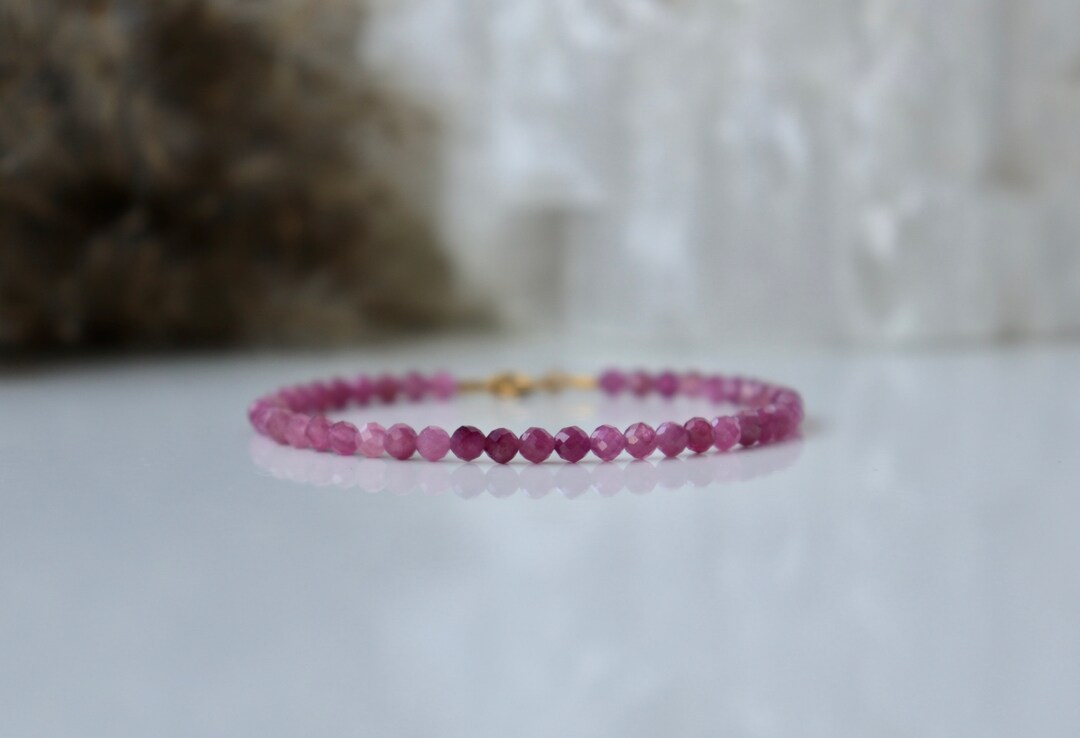 Bracciale In Tormalina Rosa Sfaccettata 3mm - Minerali E Pietre - Foto 4