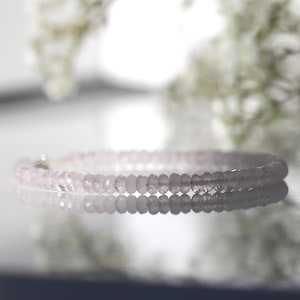 Rose Quartz bracelet 4mm AAA+, Pink Quartz jewelry, January birthstone, womens love bracelet, bead bracelet 925 sterling silver