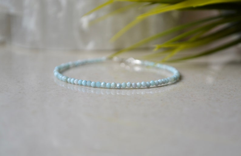Bracelet Manchette Noël Larimar Argent 925 - Pierre Bleue Naturelle - Fait Main AC-198