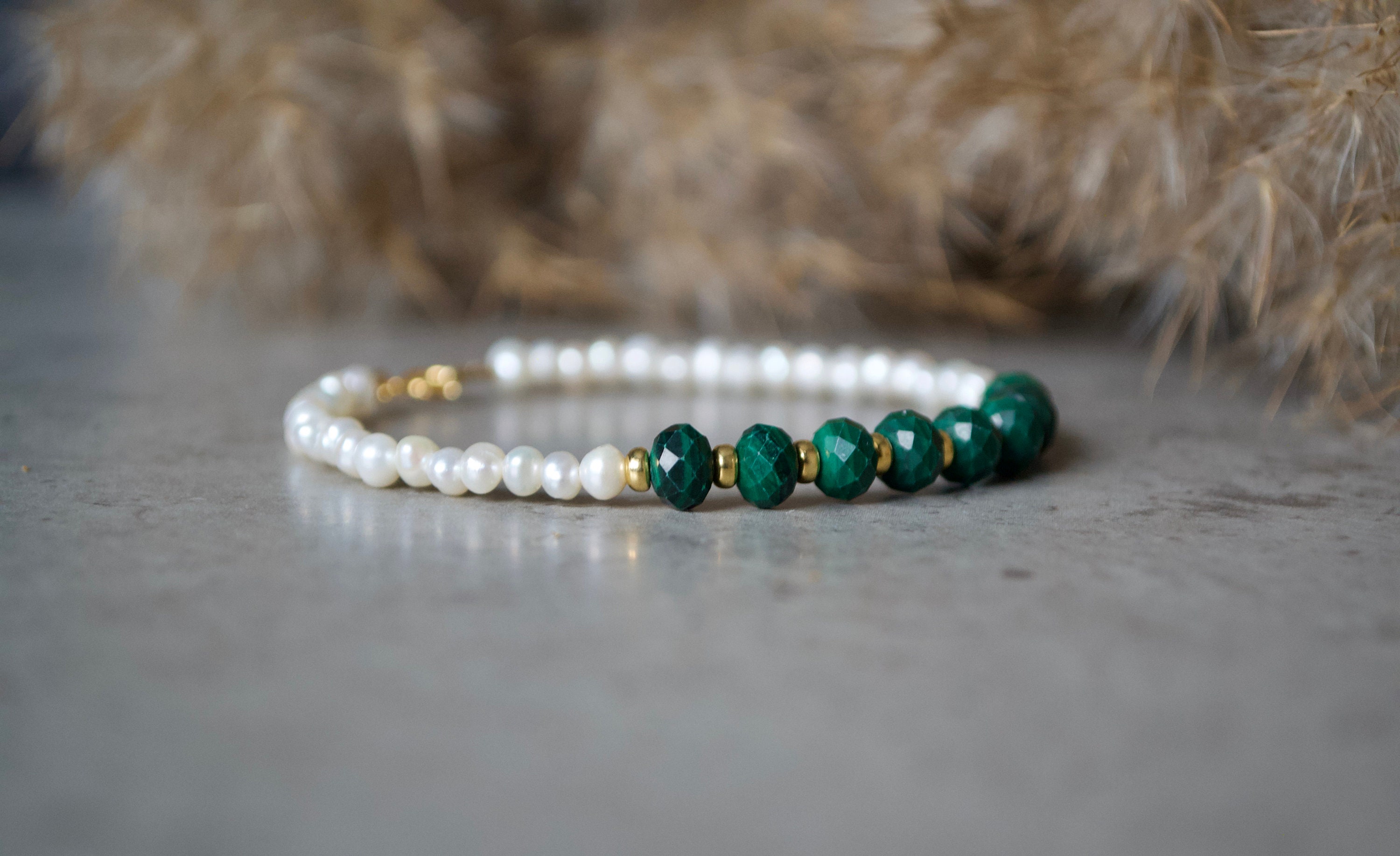 BOHEME MALACHITE DIAMOND GOLD OPEN BRACELET