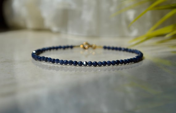 Dark Blue Sapphire Bracelet Genuine Sapphire Bracelet Femme