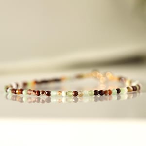Echte chrysopraasarmband, groene edelsteenarmband, 2 mm kralenarmband, chalcedoonsieraden sterlingzilver, delicate damesarmband