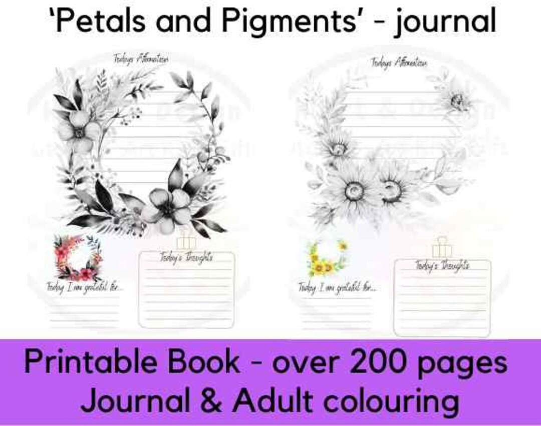 Printable Adult Colouring Journal Mindset Gratitude - Etsy