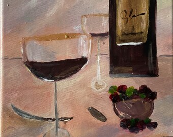 vino, queso y aceitunas