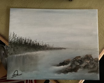 Lago brumoso en Maine