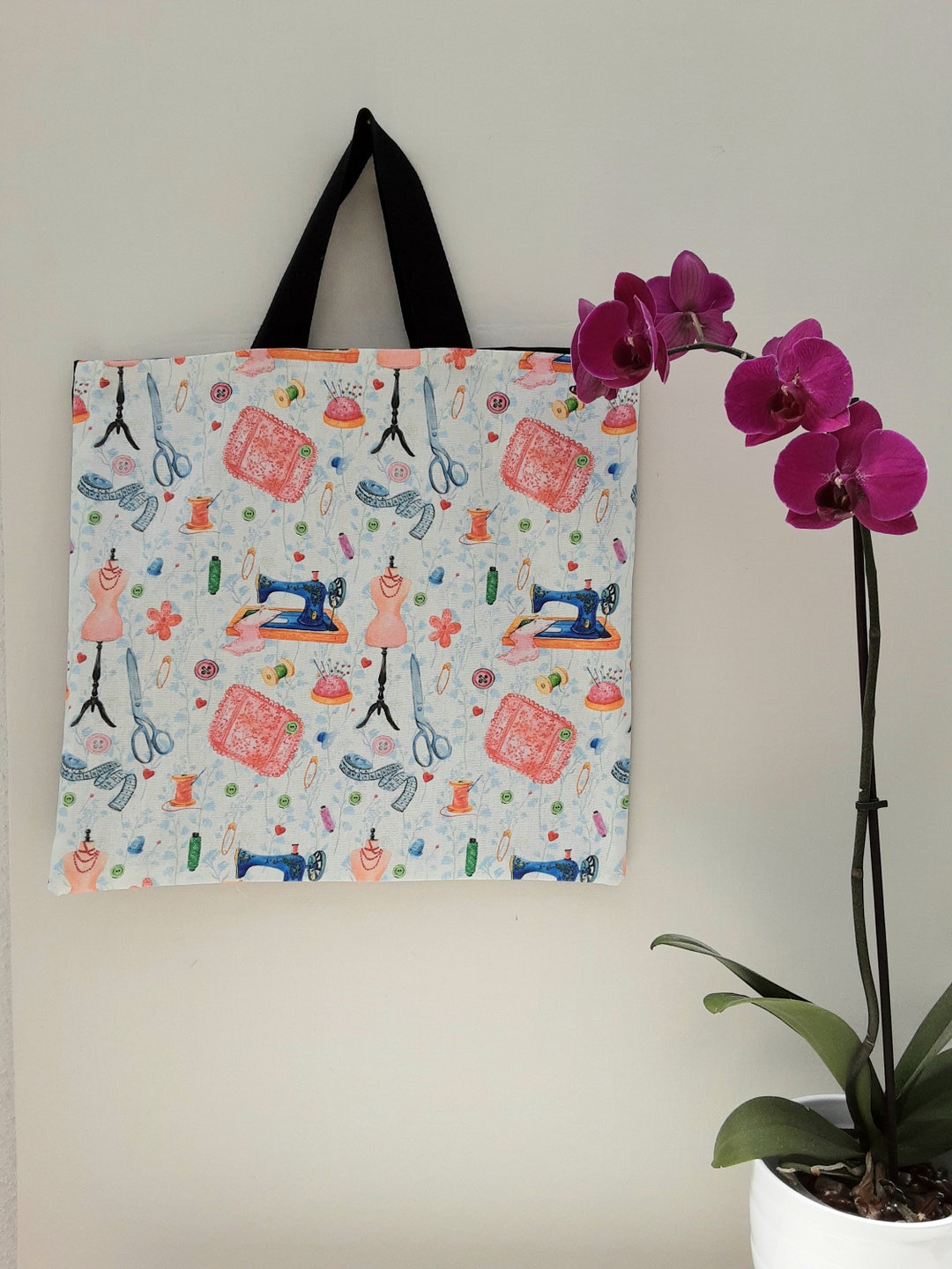 Sewing Tote Bag, Sewing Shopping Bag, Sewing Bag. Hobby Bag. Craft Bag