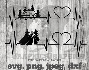 Download Camping Heartbeat Etsy