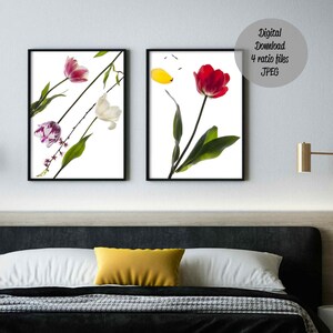 Set of 2 digital poster tulip flowers wall art