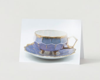 SET OF 5 - Tea Lovers Gift | Tea Cards Set | Cards for Tea Lover | Teacup and Saucer Cards | Tea Party Invitation | Stationery Set