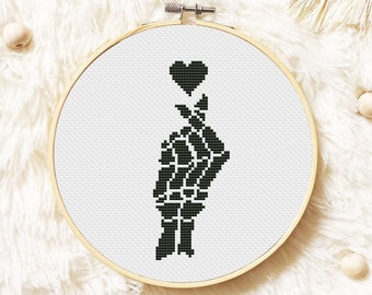 Skeleton Hand Cross Stitch Pattern PDF, Gothic Cross Stitch, Witch Hand Embroidery, Love Xstitch