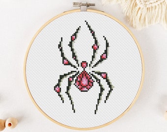 Spider Cross Stitch Pattern PDF, Crystal Cross Stitch, Animal Hand Embroidery, Insect Xstitch - Instant Download