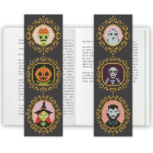 TWO Gothic Bookmark Cross Stitch Patterns PDF, Book Lover Cross Stitch, Funny Hand Embroidery - Instant Download
