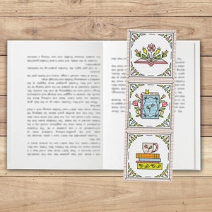 Bookmark Cross Stitch Pattern PDF, Flower Book Hand Embroidery, Floral Reading Xstitch, Book Lover Gift, Cute Pattern for Bookworms