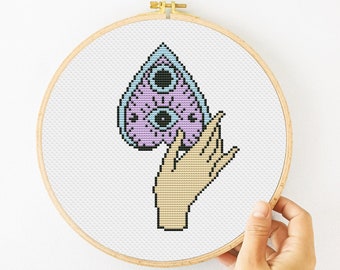 Gothic Cross Stitch Pattern PDF, Hand Cross Stitch, Witch Hand Embroidery, Witchy Xstitch - Instant Download