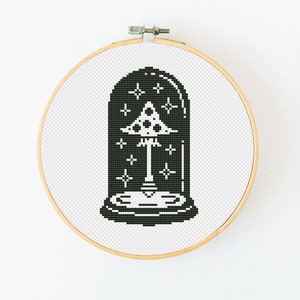 Mushroom Cross Stitch Pattern PDF, Mystical Cross Stitch, Witch Xstitch, Gothic Cross Stitch, Terrarium Xstitch, Celestial Hand Embroidery