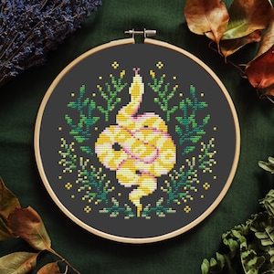 Padrão de ponto cruz de cobra em PDF, ponto cruz de python, bordado à mão de serpente, ponto cruz de animais místicos - download instantâneo