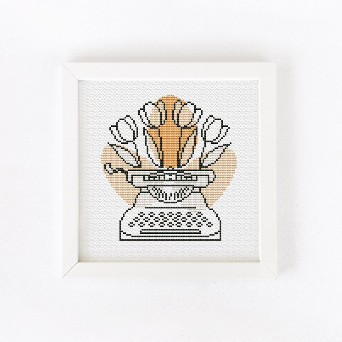Typewriter Cross Stitch Pattern PDF Boho Flower Cross Stitch | Etsy
