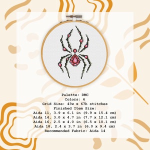 Spider Cross Stitch Pattern PDF, Crystal Cross Stitch, Animal Hand Embroidery, Insect Xstitch Instant Download image 2