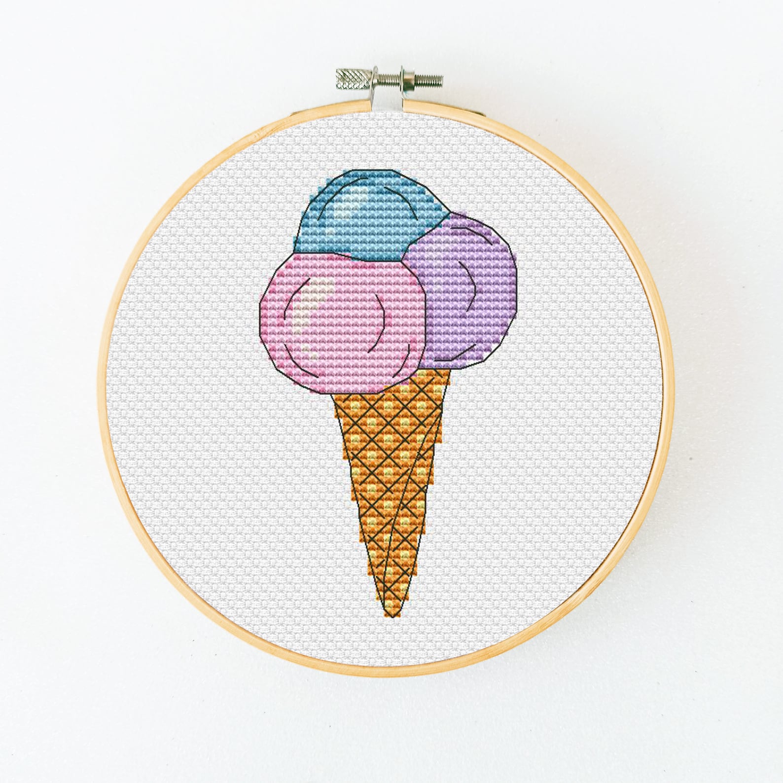 Ice Cream Cone Cross Stitch Pattern PDF Kitchen Hand Etsy