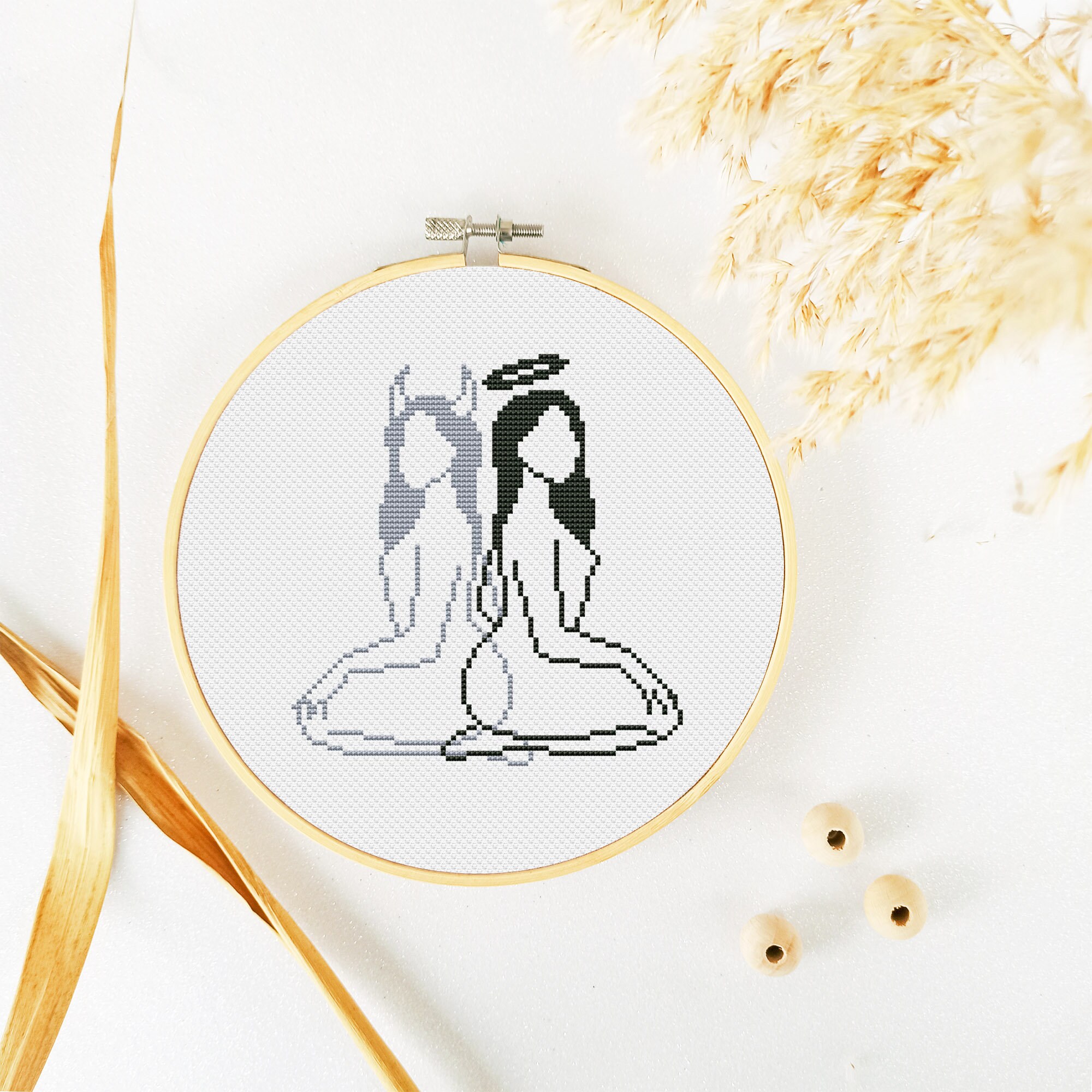 Angel Cross Stitch Pattern PDF, Gothic Cross Stitch, Witch