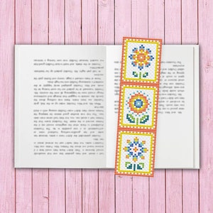 Bookmark Cross Stitch Pattern PDF, Reading Hand Embroidery, Sunflower Xstitch Chart, Flower Cross Stitch Gift for Book Lovers, Bookworms image 6