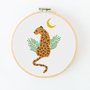 Leopard Cross Stitch Pattern PDF, Animal And Moon Cross Stitch, Boho Hand Embroidery, Wild Animal Xstitch, Jungle Animal Cross Stitch image 10