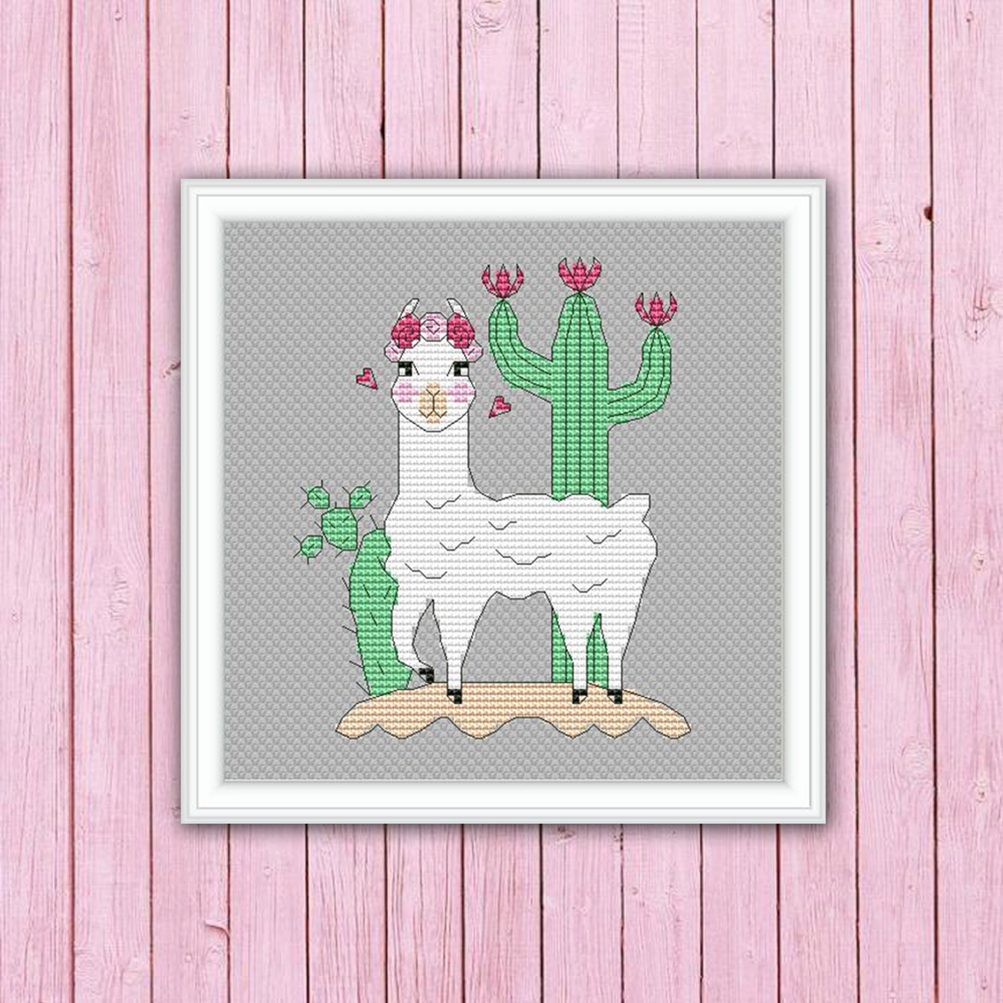 Llama Cross Stitch Pattern PDF Cute Animal Hand Embroidery Etsy