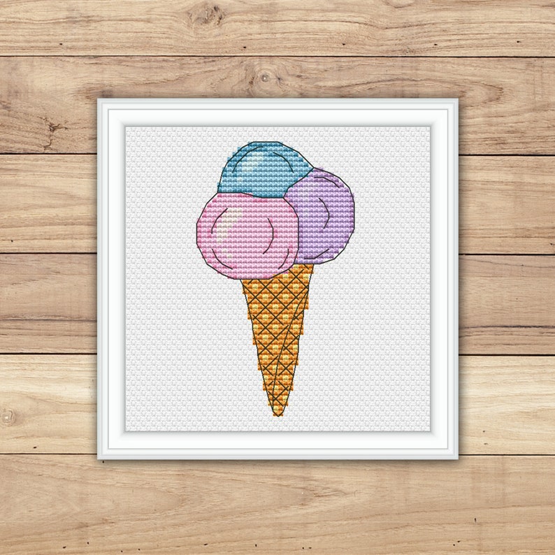 Ice Cream Cross Stitch Pattern PDF Ice Cream Cone Cross Etsy