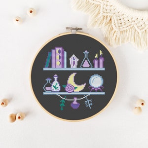 Witch Shelf Cross Stitch Pattern PDF, Magic Cross Stitch, Witchy Hand Embroidery, Cute Xstitch Instant Download image 7