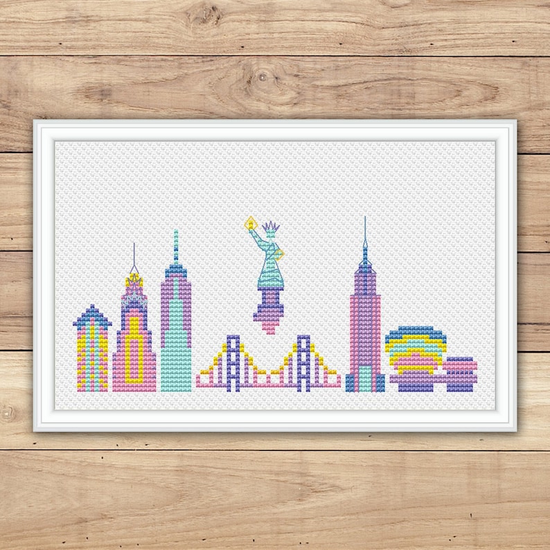 New York Cross Stitch Pattern PDF City Skyline Hand Etsy