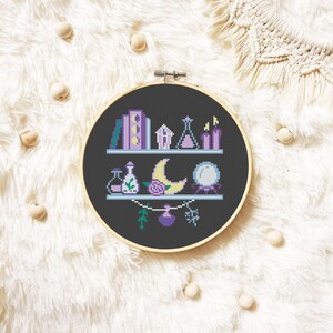 Witch Shelf Cross Stitch Pattern PDF, Magic Cross Stitch, Witchy Hand Embroidery, Cute Xstitch Instant Download image 8