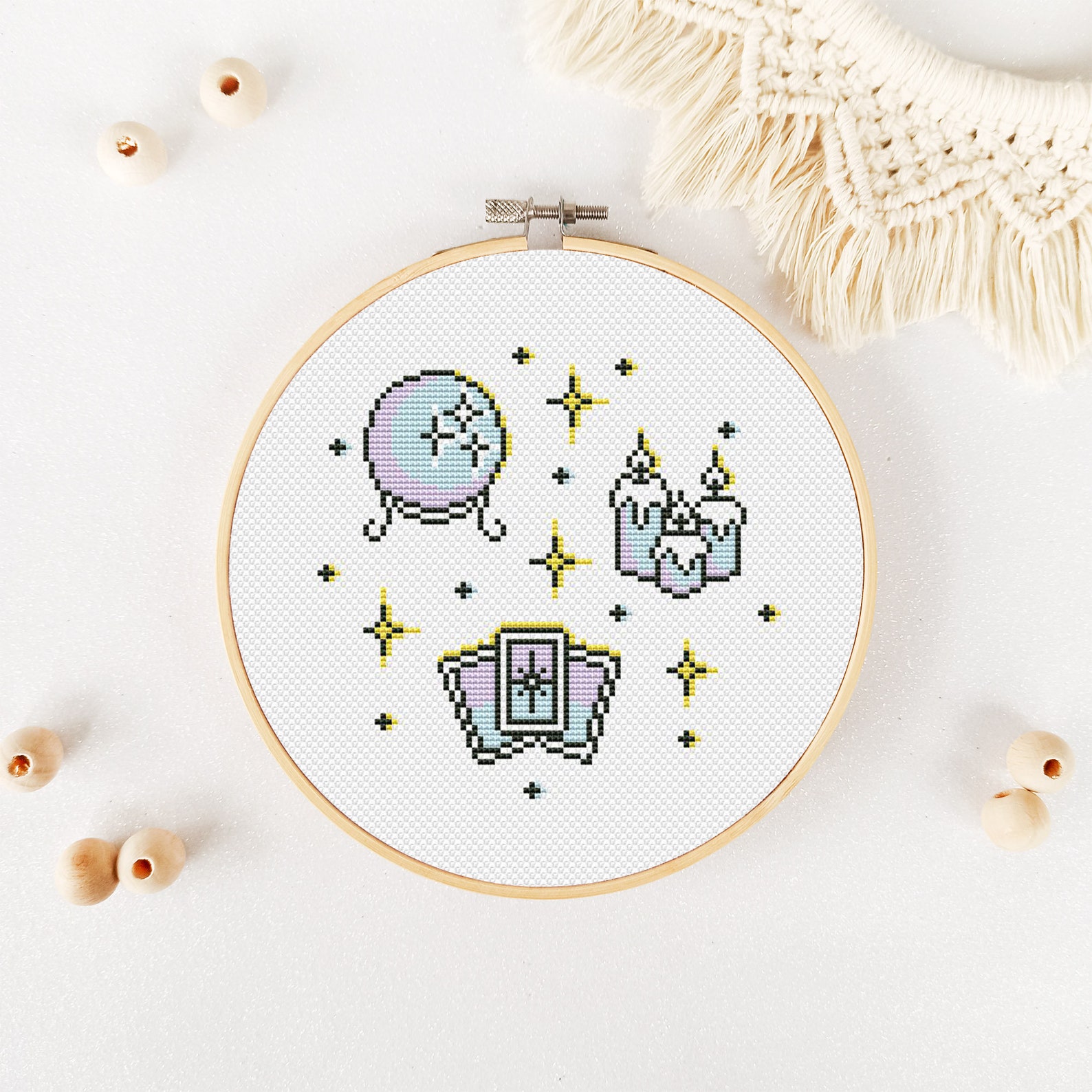 Mystical Cross Stitch Pattern PDF Fortune Telling Cross - Etsy