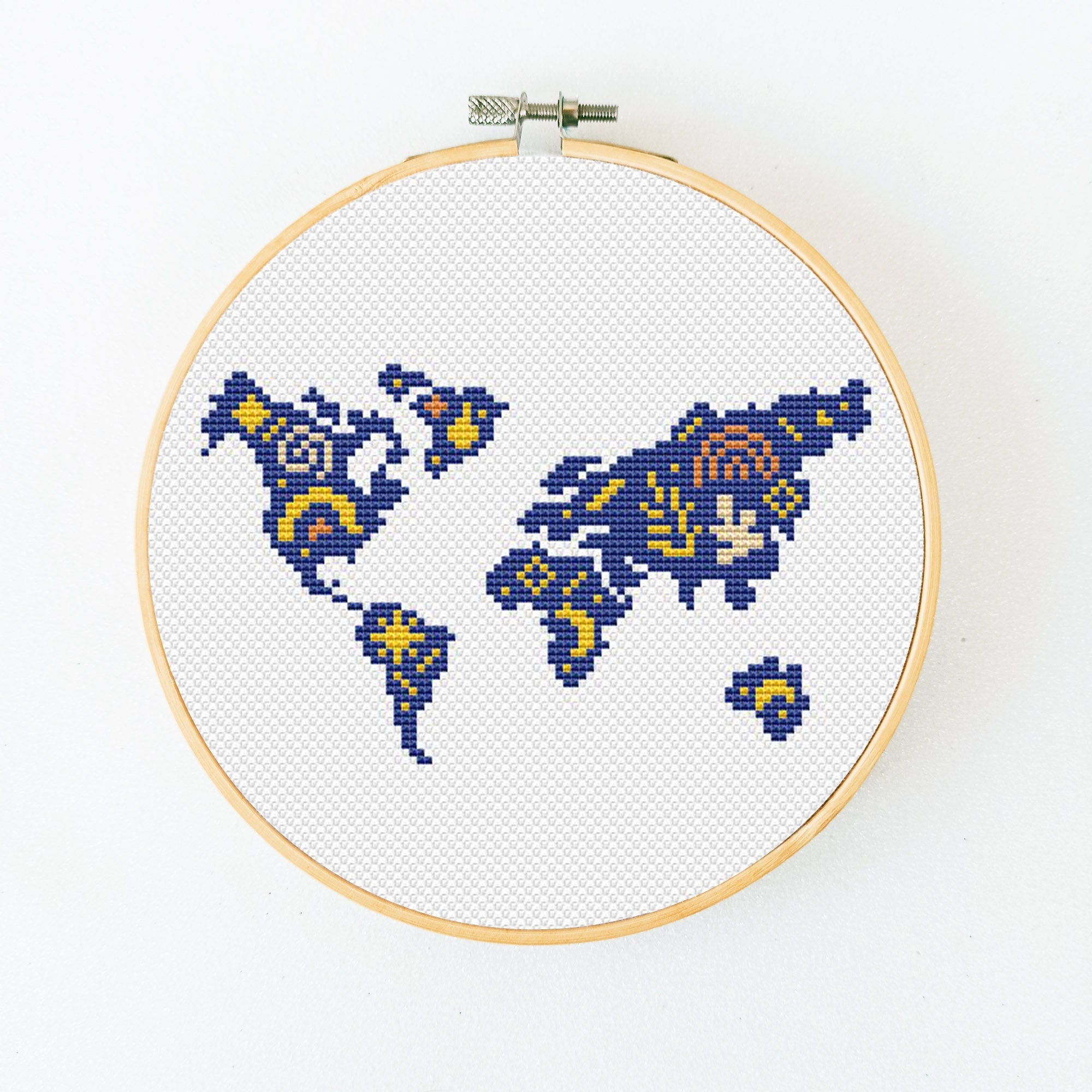 Boho World Map Cross Stitch Pattern PDF Travel Cross Stitch - Etsy