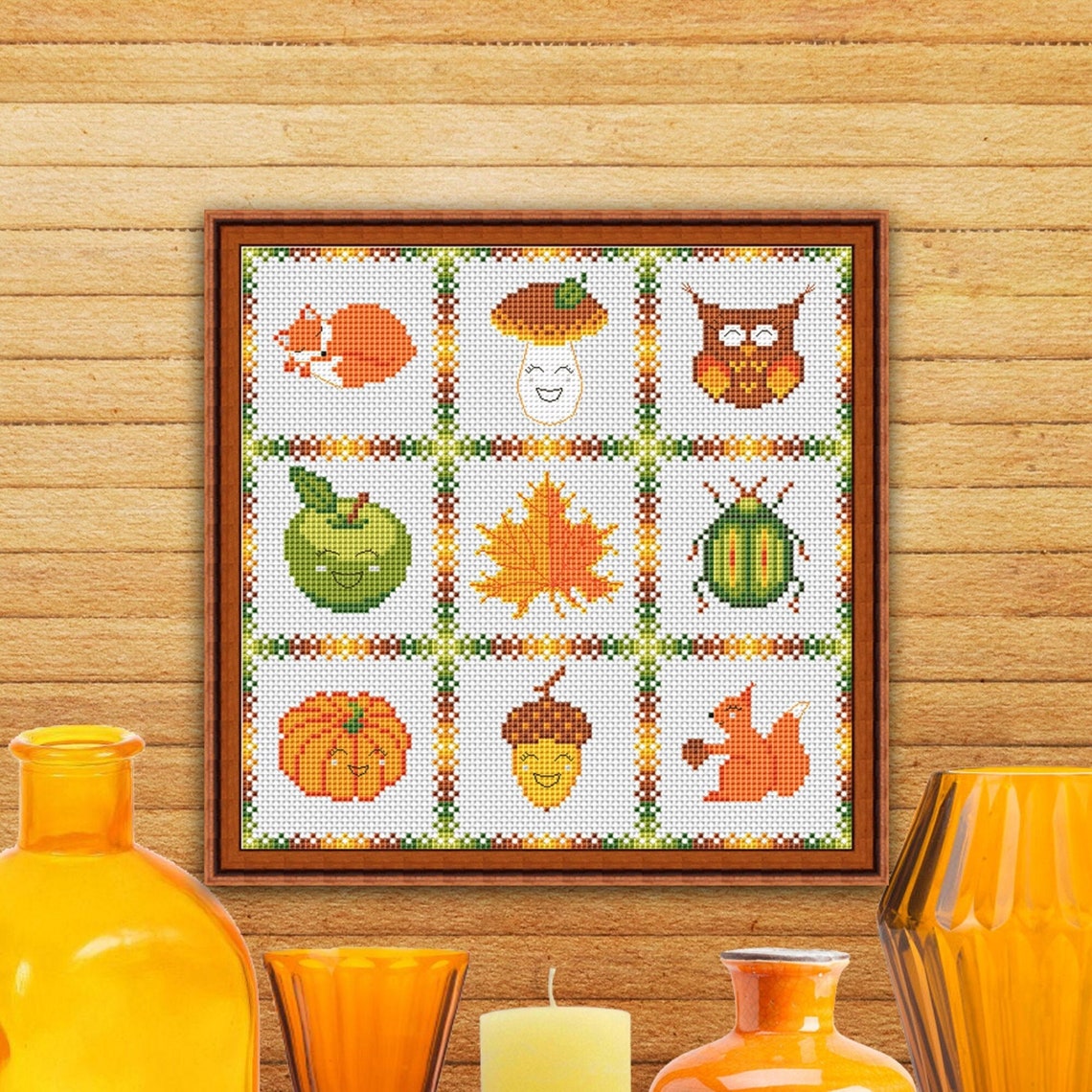 Autumn Sampler Cross Stitch Pattern PDF, Cute Fall Cross Stitch ...
