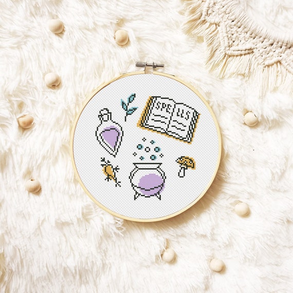 Witch Cross Stitch Pattern PDF Witchy Cross Stitch Mystical - Etsy