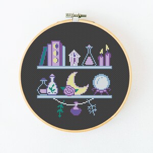 Witch Shelf Cross Stitch Pattern PDF, Magic Cross Stitch, Witchy Hand Embroidery, Cute Xstitch Instant Download image 10