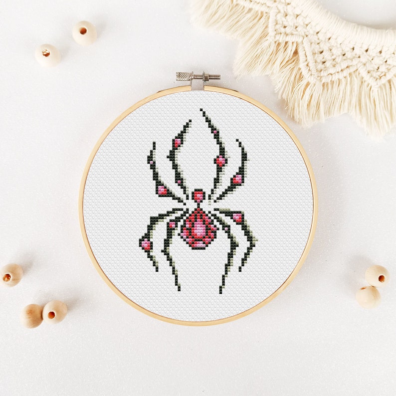 Spider Cross Stitch Pattern PDF, Crystal Cross Stitch, Animal Hand Embroidery, Insect Xstitch Instant Download image 1