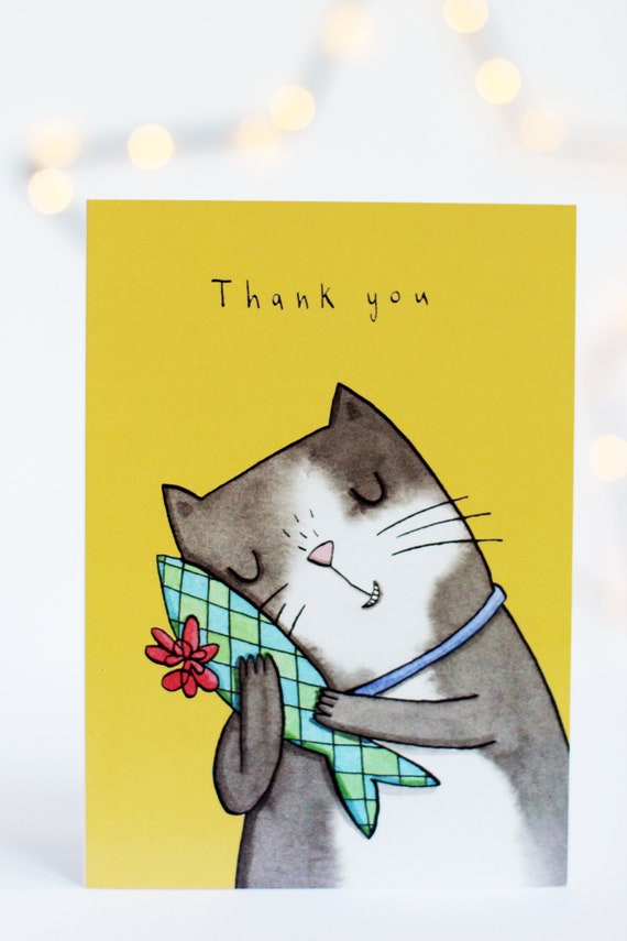 Merci Carte Chat Cadeau Cadeau Fete Carte Illustree Etsy Merci Carte Chat Cadeau Cadeau Fete Carte Illustree Etsy