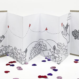envoi de carte d’amour, carte câlin, Saint-Valentin, fête des mères, envoi d’un câlin, livre concertina, fait à la main, en pensant à vous, petit cadeau
