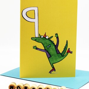 Ninth birthday, Happy birthday, nine year old, Children's birthday, Quite Nice Monsters, ninth birthday card, boys, girls, monster card image 2
