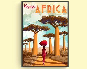 24x36 1960s Fly Sudan Airways African Safari Travel Poster