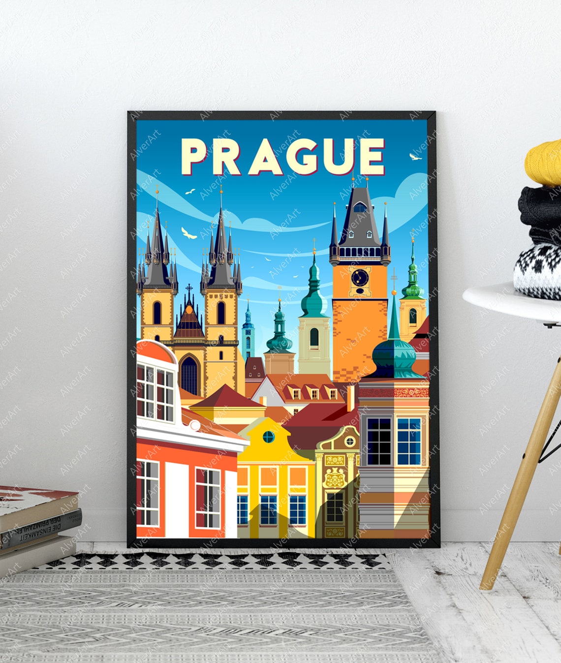 Prague Poster Czech Poster Prague Print Czech Street Old Etsy